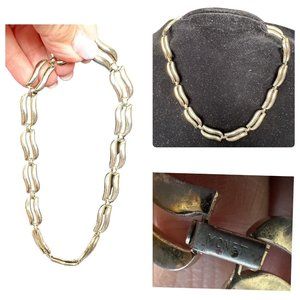 Monet Vintage 1950s Fashion Signed Silver Tone chain Necklace choker 15.5"